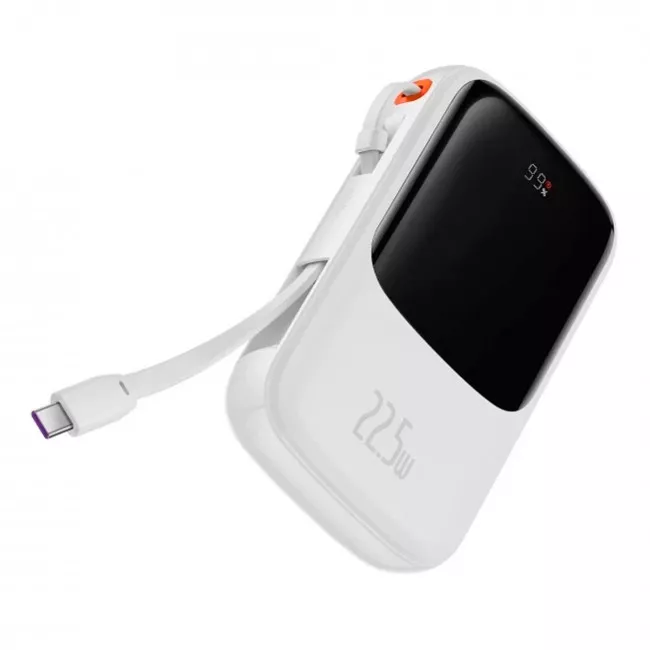 Зовнішній акумулятор Baseus Qpow Pro 10000mAh 22.5W + Type-C cable White (PPQD020102)