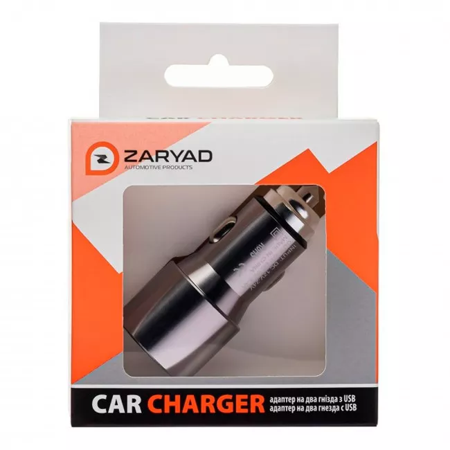 Автомобильное зарядное устройство ZARYAD 2 USB Three smogs Silver