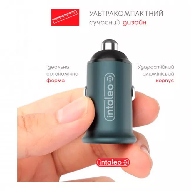 Автомобільний зарядний пристрій Intaleo Grey (CCGQPD238)