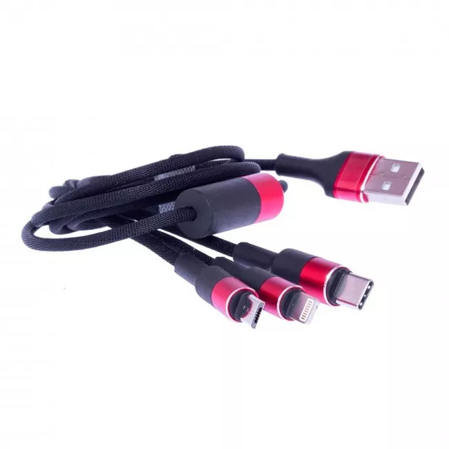 Кабель тканевый ZARYAD 3в1 (cc-53 micro, lightning, type-c)