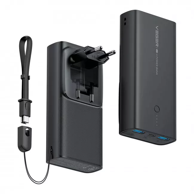 Внешний аккумулятор Veger Built-in EU Plug Power Bank PD 20W 10000mAh (W1146)