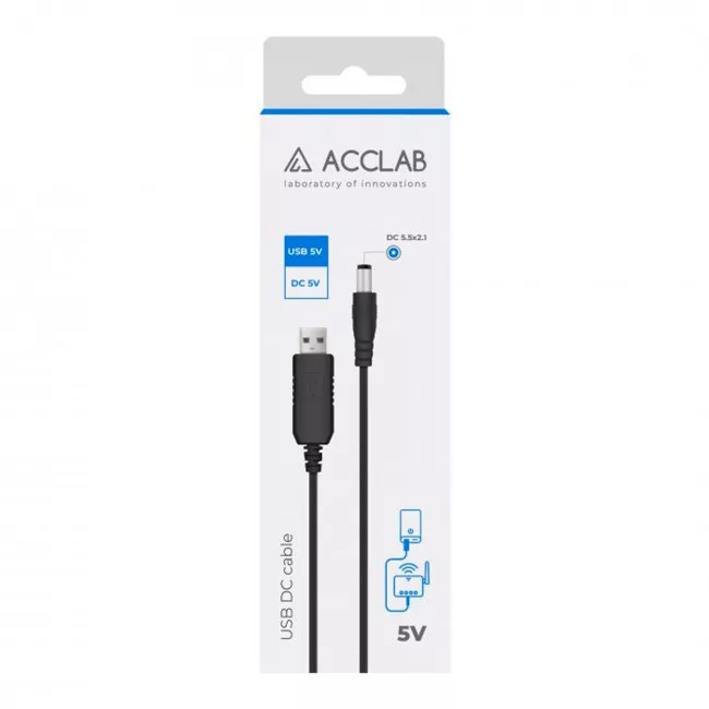 Кабель питания для роутера AccLab USB to DC 5.5 х 2.1 мм 5V 1,5A (1283126552816)