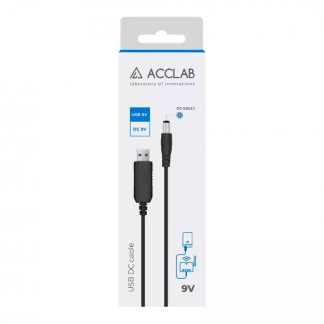 Кабель питания для роутера AccLab USB to DC 5.5 х 2.1 мм 9V 1A (1283126552830)