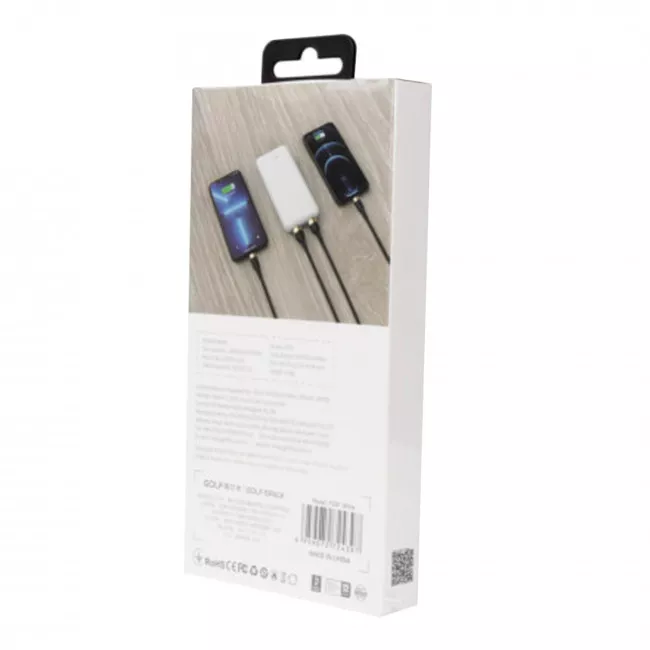 Зовнішній акумулятор Golf P200 10000 mAh 10W White