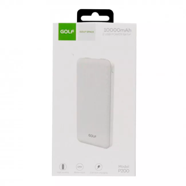 Зовнішній акумулятор Golf P200 10000 mAh 10W White