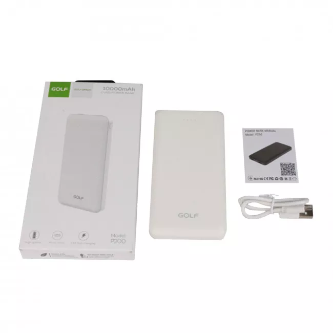 Зовнішній акумулятор Golf P200 10000 mAh 10W White