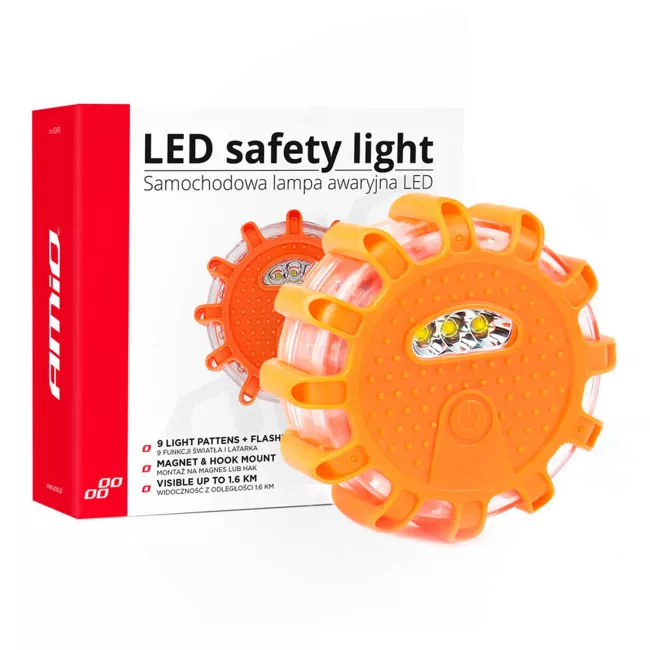 Автомобильный аварийный фонарик AMiO 3xAAA IP65 12SMD + 3SMD (024997/02499)