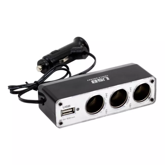 Разветвитель прикуривателя AMiO SOC3 3+1 USB (017067/01706)