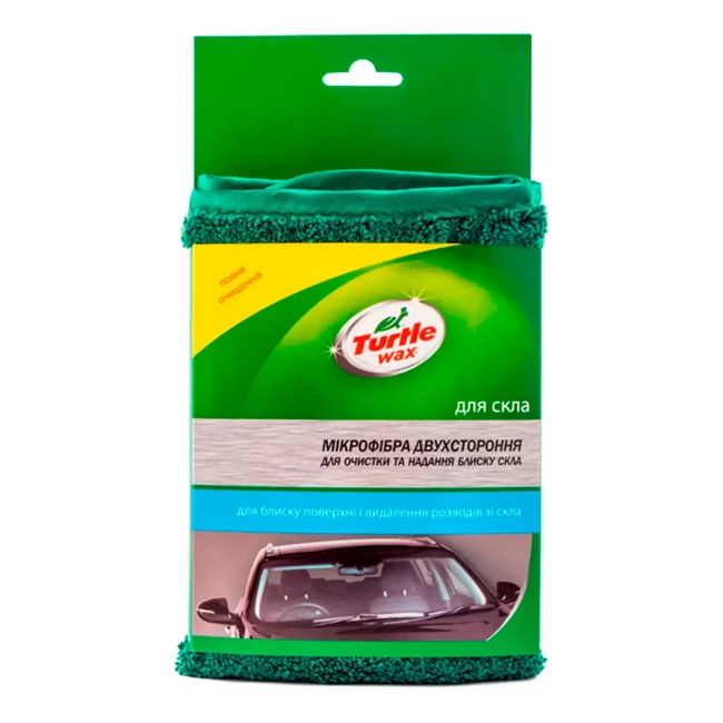 Мікрофібра TURTLE WAX двостороння для очищення та надання блиску склу 380*420мм (X5344)
