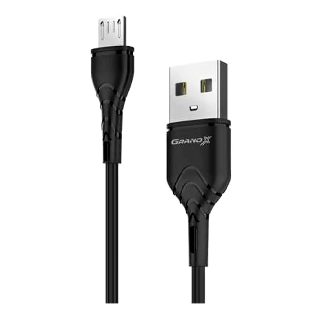 Кабель Grand-X USB-micro USB 3A, 1м, CU, Fast Сharge, Black, BOX (PM-03B)