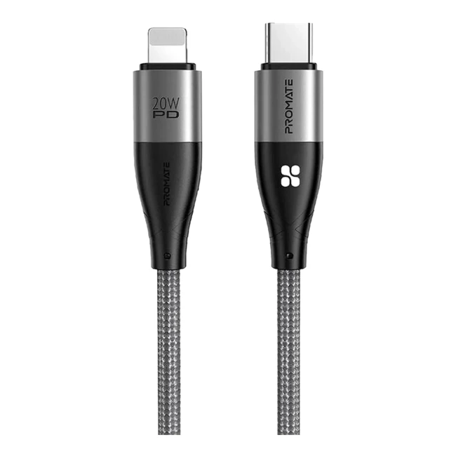 Кабель Promate icord-pd20 Lightning - USB Type-C black (054629)
