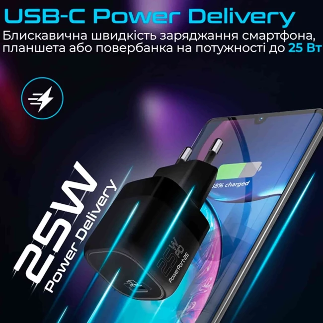 Сетевое зарядное устройство Promate powerport-25 black (060644)