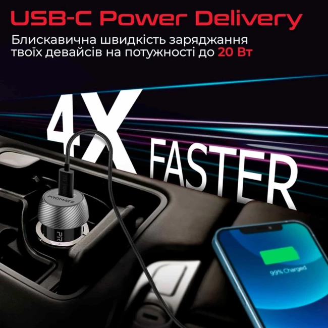 Автомобильное зарядное устройство Promate powerdrive-pd20 black (059662)