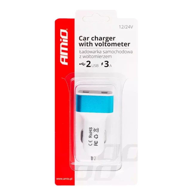 Автомобільний зарядний пристрій AMiO ТЕSТ-04 2xUSB (01028/010280)