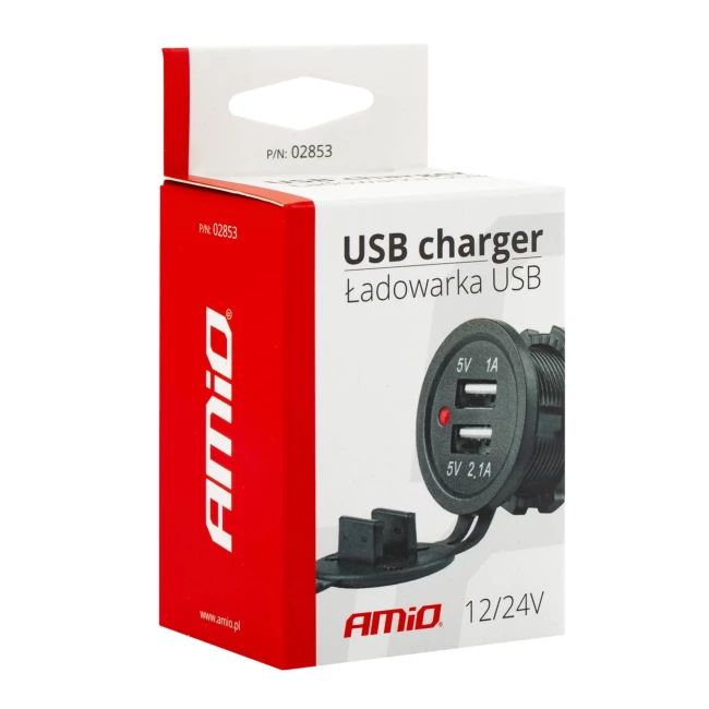 Автомобильное зарядное устройство AMiO MOD-03 2xUSB 12/24V (02853/028537)
