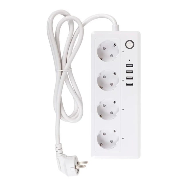 Фільтр мережі Tuya Smart 1.8м 16A 4 розетки 4xUSB (HS082383)