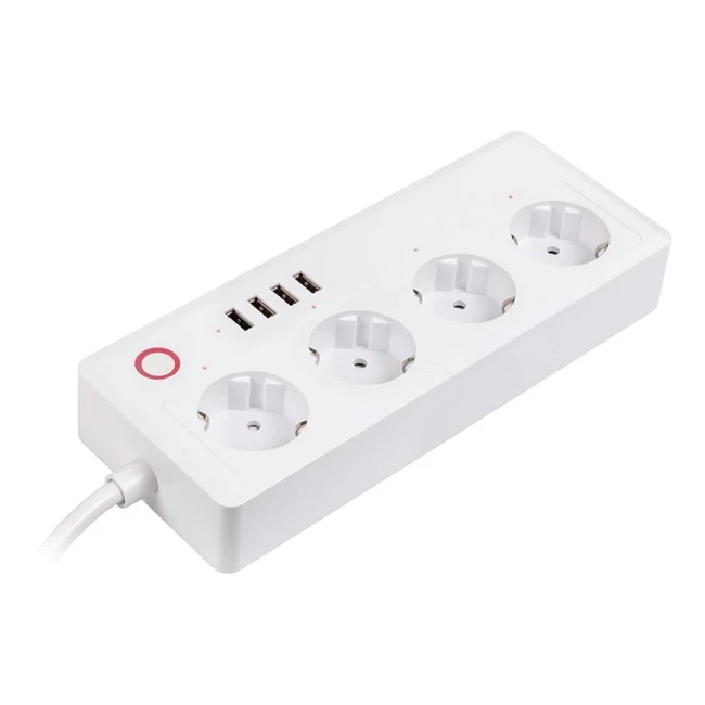Фільтр мережі Tuya Smart 1.8м 16A 4 розетки 4xUSB (HS082383)