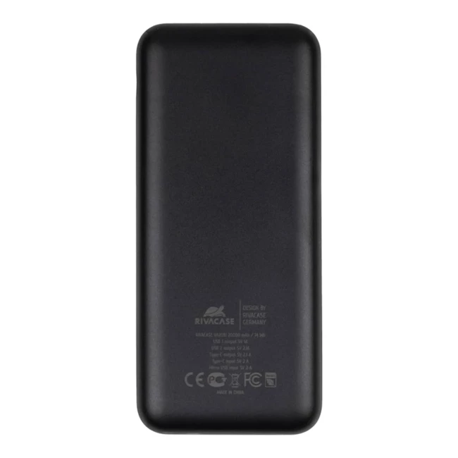 Внешний аккумулятор RivaCase VA2081 20000mAh USB-C 2xUSB-A Black (PB931071)