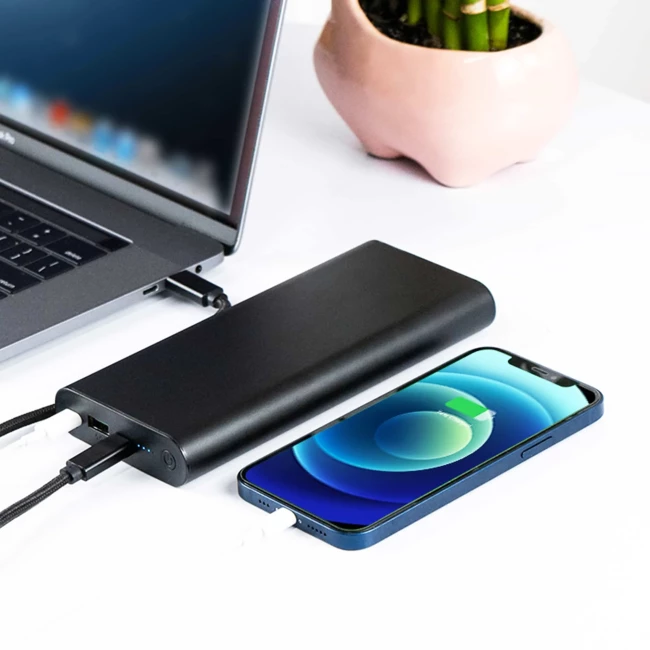 Зовнішній акумулятор PowerPlant 26800mAh PD 100W 2xUSB-C USB-A QC3.0 Black (PB930470)