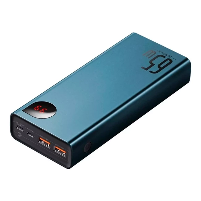 Внешний аккумулятор батарея Baseus Adaman Metal 20000mAh PD 65W USB-C 2xUSB QC 3.0 Blue (PPIMDA-D03)