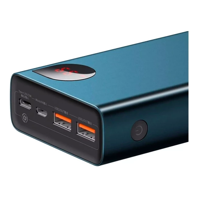 Внешний аккумулятор батарея Baseus Adaman Metal 20000mAh PD 65W USB-C 2xUSB QC 3.0 Blue (PPIMDA-D03)