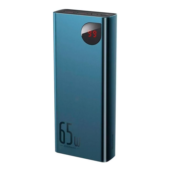 Внешний аккумулятор батарея Baseus Adaman Metal 20000mAh PD 65W USB-C 2xUSB QC 3.0 Blue (PPIMDA-D03)