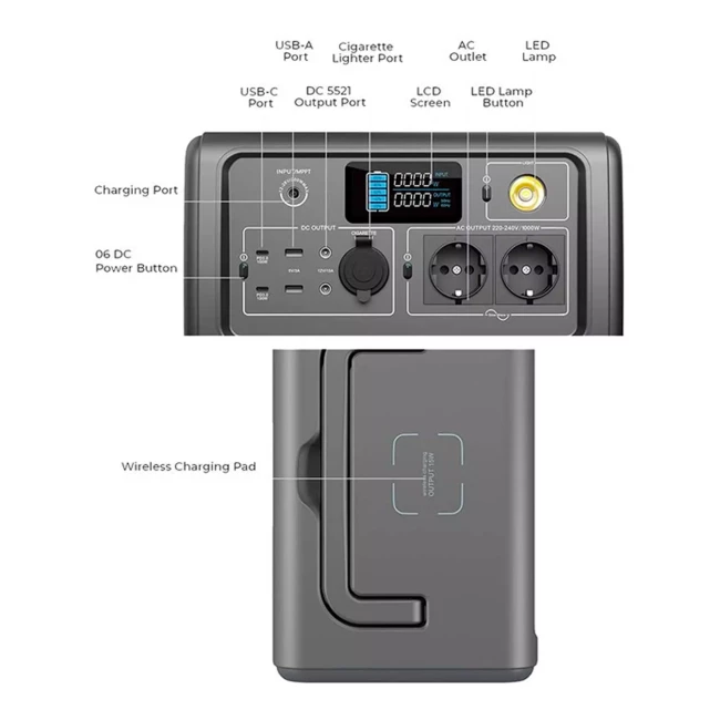 Зарядная станция Bluetti PowerOak EB70 716Wh  1000W Grey (PB930692)