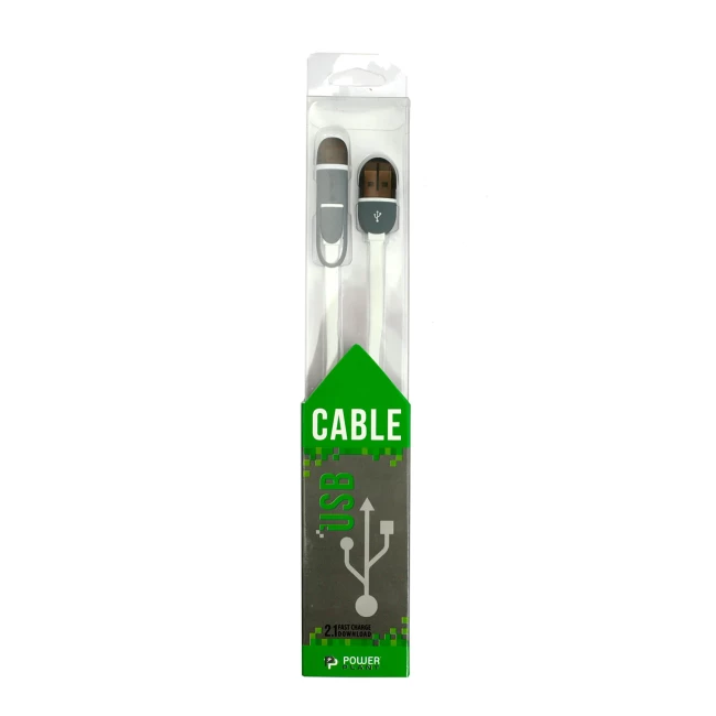 Кабель PowerPlant QC 2A 2в1 USB 2.0AM – Lightning/Micro 1м white (KD00AS1292)