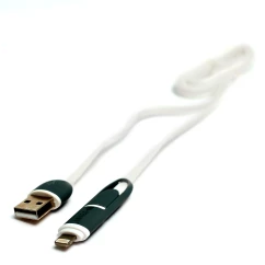 Кабель PowerPlant QC 2A 2в1 USB 2.0AM – Lightning/Micro 1м white (KD00AS1292)