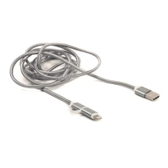 Кабель PowerPlant QC 2A 2в1 USB2.0 AM - Lightning/Micro 2м grey (CA910496)