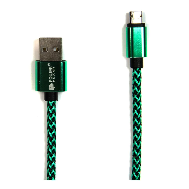 Кабель PowerPlant USB 2.0 AM/Micro B 1м зелений (CA910229)
