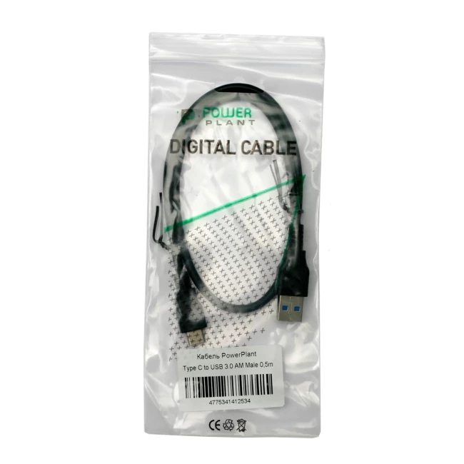 Кабель PowerPlant USB 3.0 AM – Type-C 0.5м (KD00AS1253)