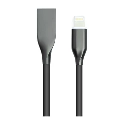 Кабель PowerPlant USB - Lightning 1м чорний силікон (CA911790)