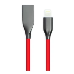 Кабель PowerPlant USB - Lightning 1м силикон красный