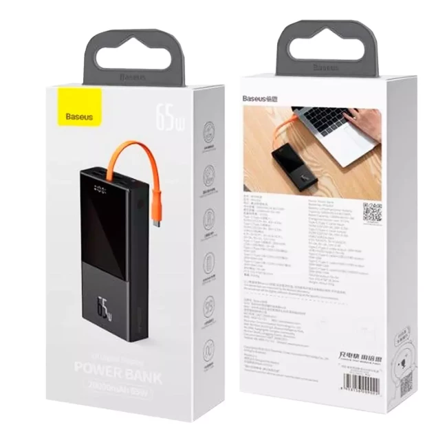 Зовнішній акумулятор Baseus Baseus 20000mAh PD 65W USB-C 2xUSB QC 3.0 (PPJL000001)