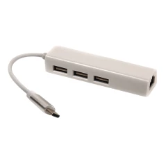 Перехідник PowerPlant USB 3.1 Type-C – 3 порти USB 2.0 + Ethernet (CA910397)