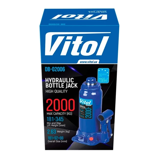 Домкрат гідравлічний VITOL 2т (ДБ-02006/T90204)