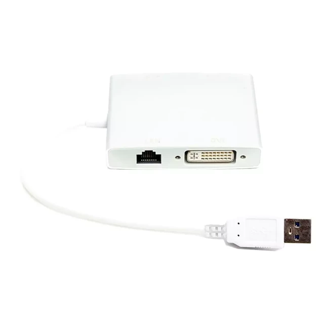 Перехідник PowerPlant USB 3.0 - HDMI DVI VGA RJ45 Gigabit Ethernet (CA912087)