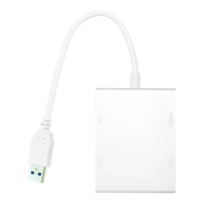 Перехідник PowerPlant USB 3.0 - HDMI DVI VGA RJ45 Gigabit Ethernet (CA912087)
