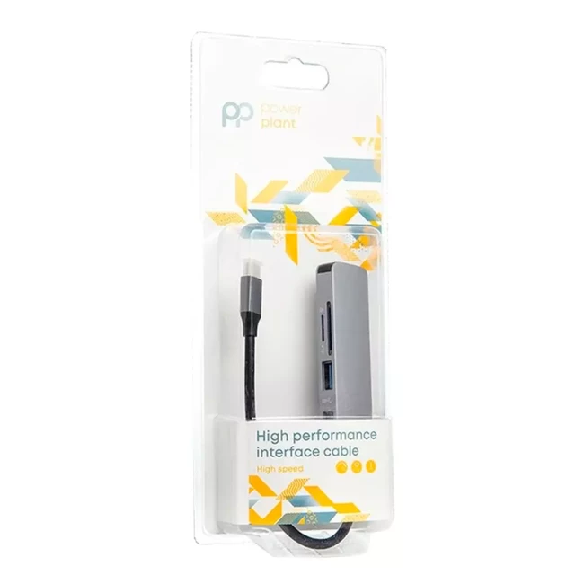 Перехідник PowerPlant USB Type-C - 3*USB 3.0 Ports + TF/SD Card Reader (CA912100)