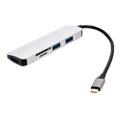 Переходник PowerPlant USB Type-C - 3*USB 3.0 Ports + TF/SD Card Reader (CA912100)
