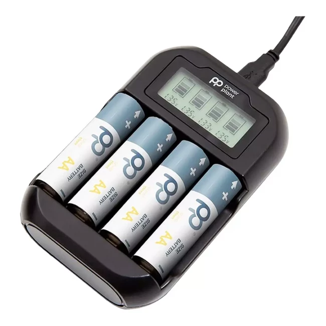 Зарядний пристрій PowerPlant для акумуляторів AA AAA/ micro USB/ PP-UN4 (PP-UN4)