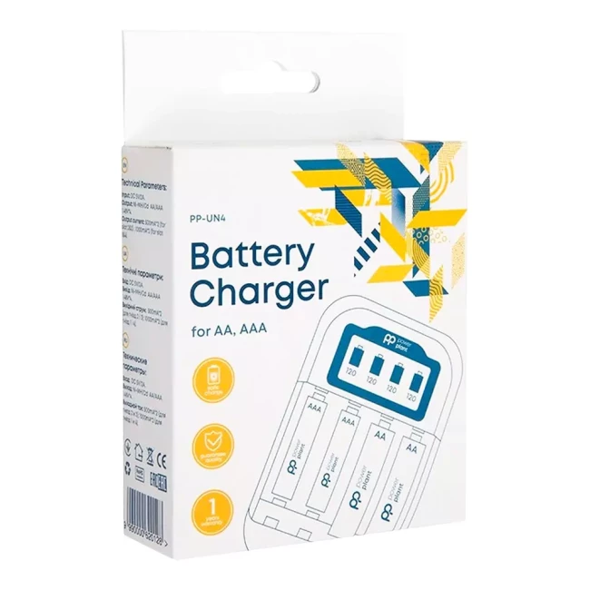 Зарядний пристрій PowerPlant для акумуляторів AA AAA/ micro USB/ PP-UN4 (PP-UN4)
