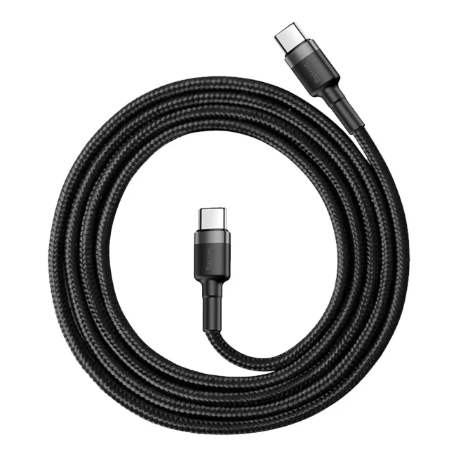 Кабель Baseus Cafule Type-C to Type-C PD 2.0 60W серый/черный (CATKLF-GG1)