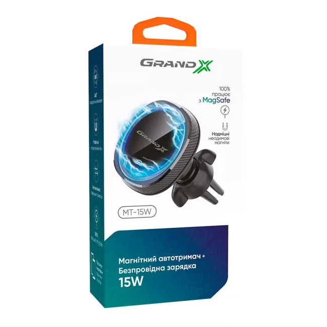 Держатель Grand-X Silver автомобильный для мобильных устройств (MT-15W)