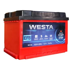 Автомобильный аккумулятор WESTA 6CT-63 А Аз RED EFB Start-Stop (WEFB6301LB2)