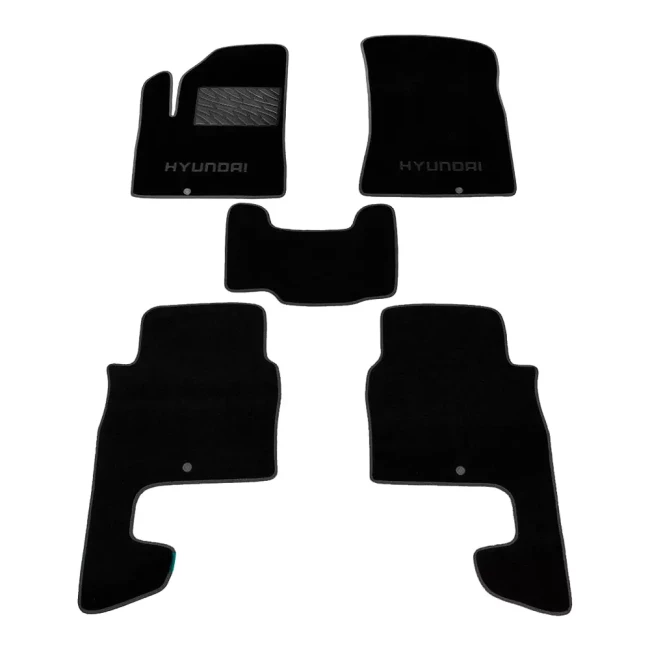 Двухслойные коврики Sotra Classic 7mm Black для Hyundai Santa Fe (1-2 ряд)(CM)(mkII) 2006-2009