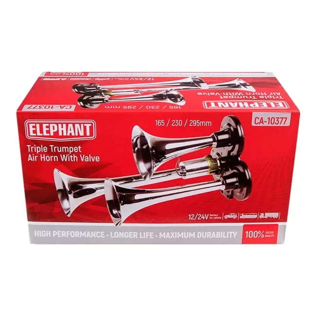 Сигнал повітряний Еlephant Cikada 3-дудки метал 12V/24V (CA-10377)