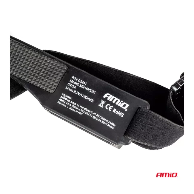 Фонарик налобный аккумуляторный AMiO LH05 XPE+COB 1200mAh (032411/03241)
