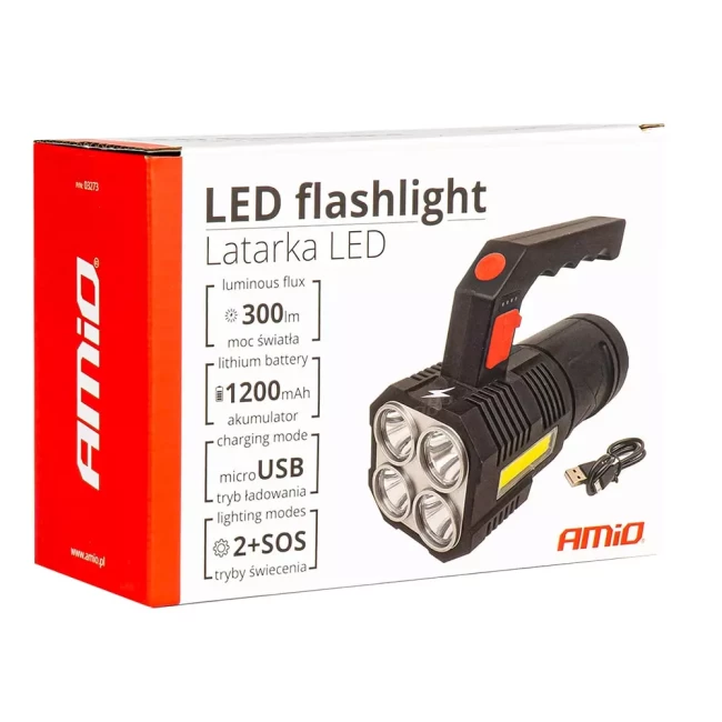 Ліхтарик ручний акумуляторний AMiO LED WT17 (032732/03273)